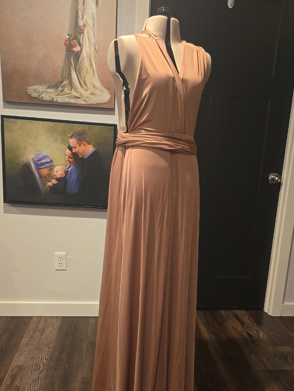 Sleeveless Wrap Maxi Dress in Dusty Taupe
